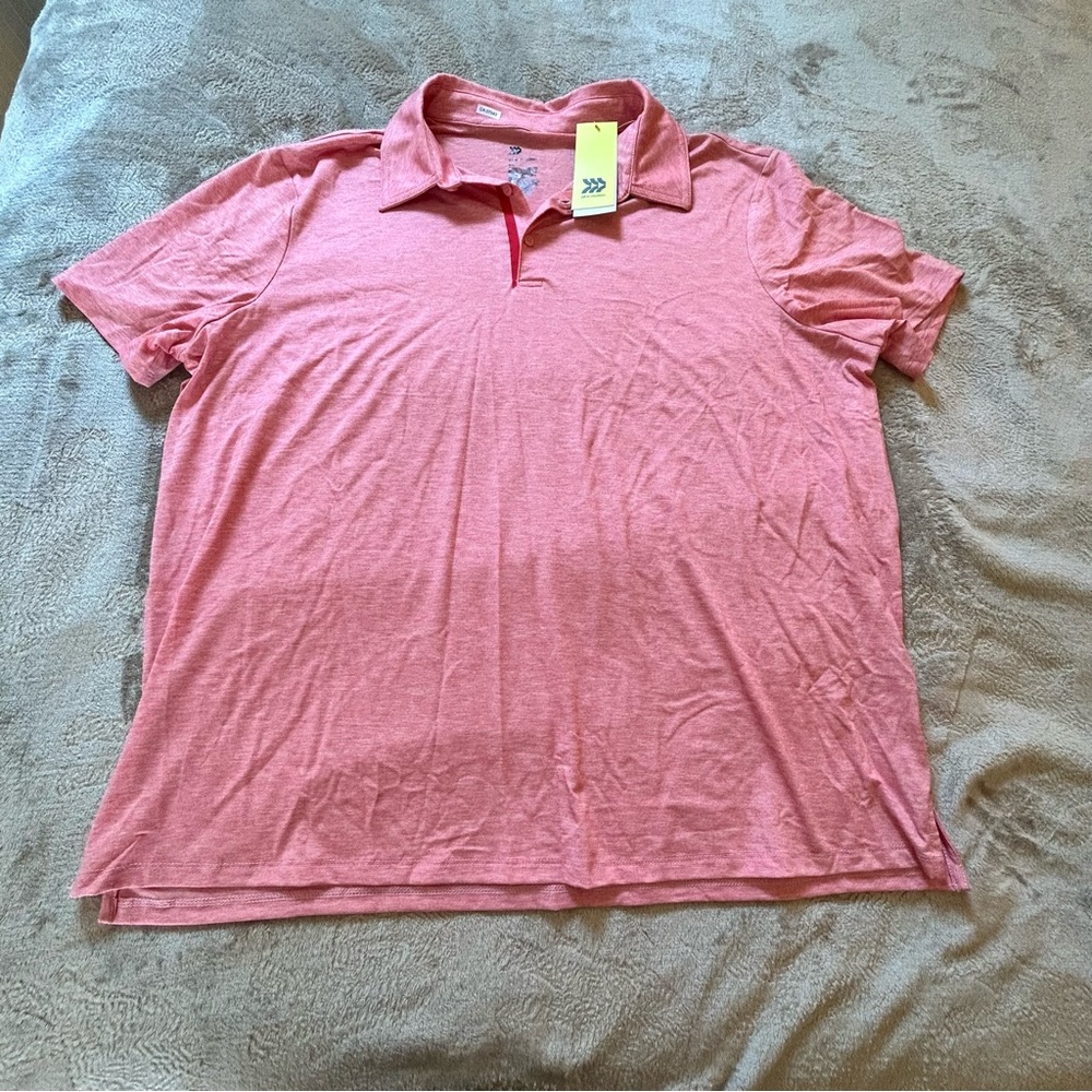 NWT All in Motion mens pink polo shirt quick dry moisture wicking Size XXL